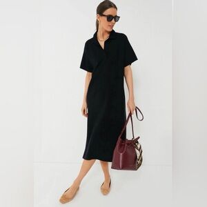 NWT TUCKERNUCK Black Channing Knit Sweater Polo Midi Dress LARGE